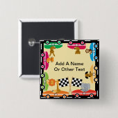 Badge Carré 5 Cm Bouton Racers animaux personnalisés (Devant & derrière)