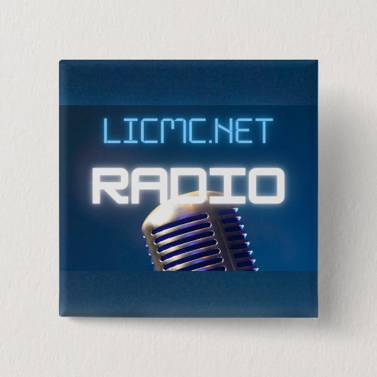 Badge Carré 5 Cm Bouton radio LICMC (Devant)