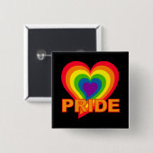 Badge Carré 5 Cm Bouton Rainbow Pride (Devant & derrière)