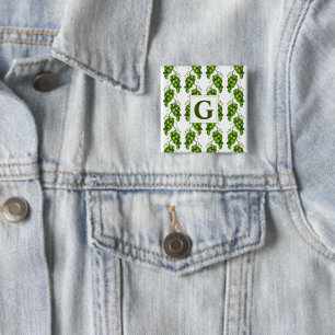 Badge Carré 5 Cm Bouton Raisins verts