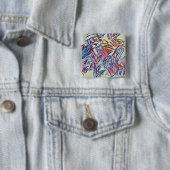 Badge Carré 5 Cm Bouton Réflexions déversées (En situation)