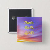 Badge Carré 5 Cm Bouton Remercier Dieu (Devant & derrière)