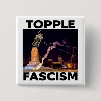 BADGE CARRÉ 5 CM BOUTON "RENVERSEZ LE FASCISME" DE TRUMP