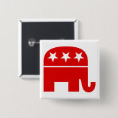 Badge Carré 5 Cm Bouton républicain d'éléphant (Devant & derrière)