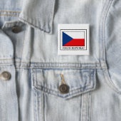 Badge Carré 5 Cm Bouton République tchèque (En situation)