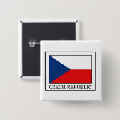 Badge Carré 5 Cm Bouton République tchèque (Devant & derrière)
