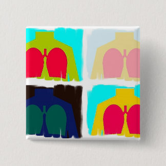 Badge Carré 5 Cm Bouton respiratoire droite de poumons de rayon X