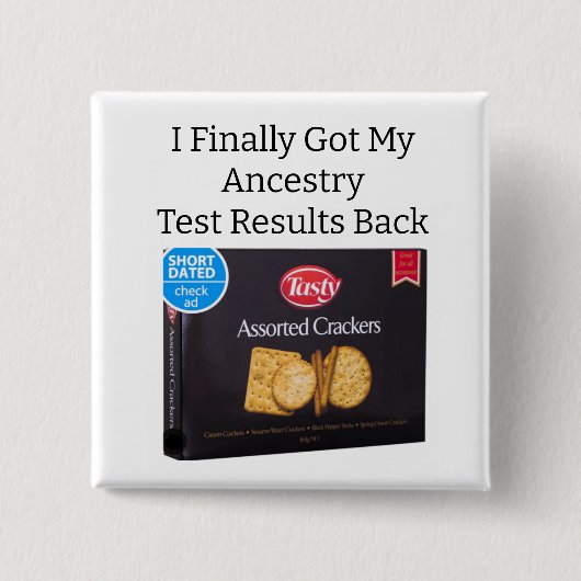 Badge Carré 5 Cm Bouton Résultats du test Ancestry (Devant)