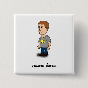 Badge Carré 5 Cm Bouton rond - mâle - personnalisable