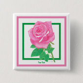 Badge Carré 5 Cm Bouton rose (Devant)