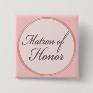 Badge Carré 5 Cm Bouton rose-clair de dame de honneur de gris de