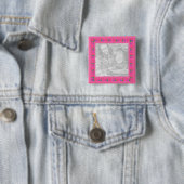 Badge Carré 5 Cm Bouton rose de photo de frontière de fleur (En situation)