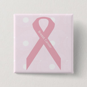 Badge Carré 5 Cm Bouton rose de ruban