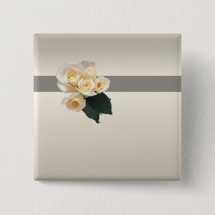 Badge Carré 5 Cm Bouton Rose mariage