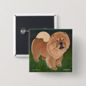 Badge Carré 5 Cm Bouton rouge de bouffe (Devant & derrière)