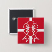 Badge Carré 5 Cm Bouton rouge de la boîte de Noël (Devant & derrière)