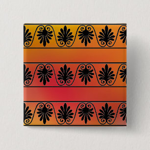 Badge Carré 5 Cm Bouton rouge et orange