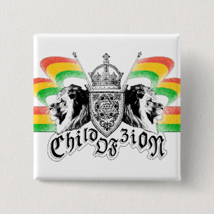 Badge Carré 5 Cm Bouton royal de crête de reggae de Rasta