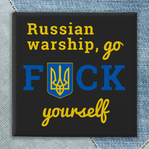 Badge Carré 5 Cm Bouton russe de guerre Go F Yourself Ukraine