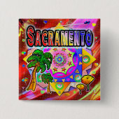 Badge Carré 5 Cm Bouton Sacramento Tropical Friends (Devant)