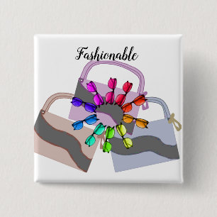 Badge Carré 5 Cm Bouton Sacs et lunettes à la mode