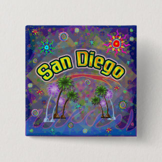 Badge Carré 5 Cm Bouton San Diego Noble Voyage