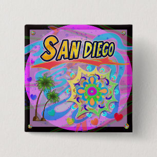 Badge Carré 5 Cm Bouton San Diego True Progress
