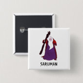 Badge Carré 5 Cm Bouton SARUMAN(TM) (Devant & derrière)