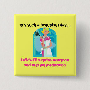 Badge Carré 5 Cm Bouton Sauter mes médicaments