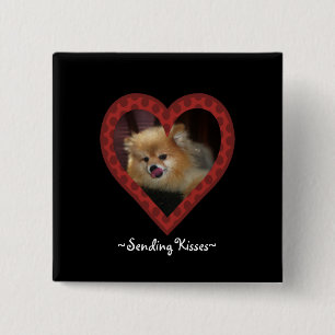 Badge Carré 5 Cm bouton ~Sending de Kisses~