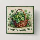 Badge Carré 5 Cm Bouton Shamrock de la Saint Patrick (Devant)