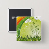 Badge Carré 5 Cm Bouton Shamrock de la Saint Patrick Lucky Clovers (Devant & derrière)