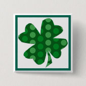 Badge Carré 5 Cm Bouton Shamrock de point Polka vert (Devant)