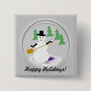 Badge Carré 5 Cm Bouton - Snowglobe