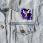 Badge Carré 5 Cm Bouton Soul violet (En situation)