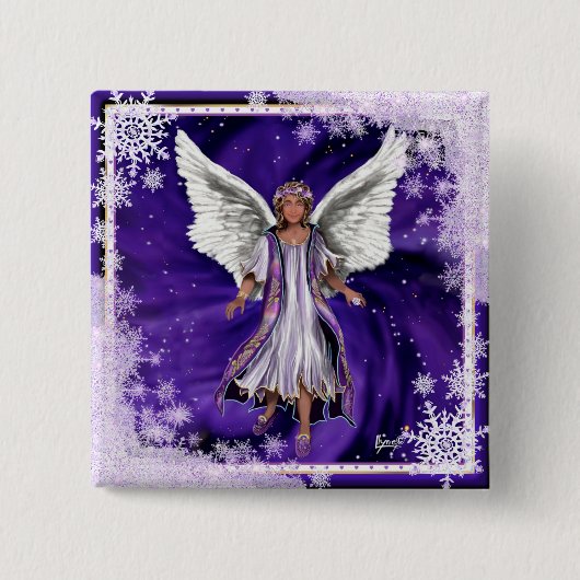 Badge Carré 5 Cm Bouton Soul violet (Devant)