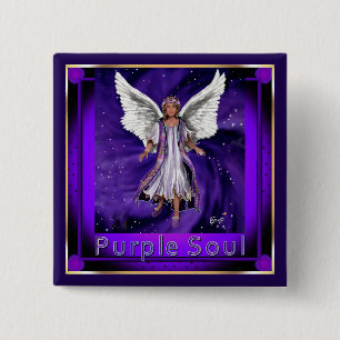 Badge Carré 5 Cm Bouton Soul violet
