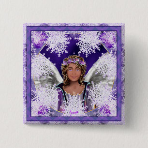 Badge Carré 5 Cm Bouton Soul violet