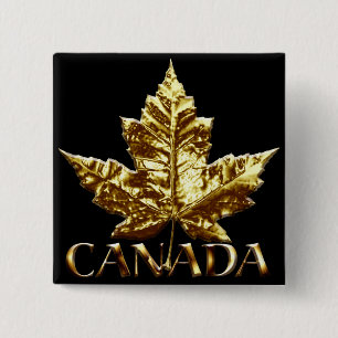 Badge Carré 5 Cm Bouton souvenir Canada Or Boutons Canada Cadeaux