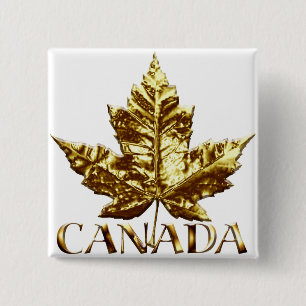 Badge Carré 5 Cm Bouton souvenir du Canada Médaille d'or Boutons du