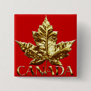 Badge Carré 5 Cm Bouton souvenir du Canada Médaille d'or Boutons du