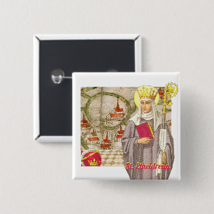 Badge Carré 5 Cm Bouton St. Etheldreda (Audrey) (P 003)