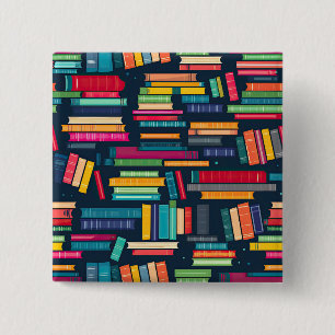 Badge Carré 5 Cm Bouton Stacks de livres
