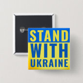 Badge Carré 5 Cm Bouton Stand with Ukraine (Devant & derrière)
