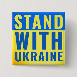 Badge Carré 5 Cm Bouton Stand with Ukraine