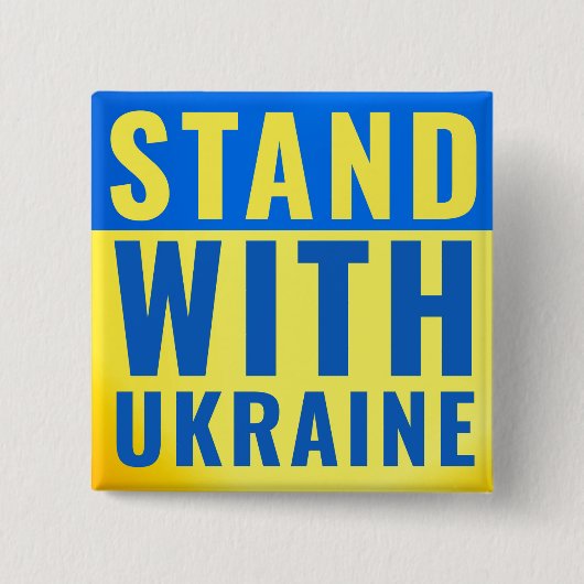 Badge Carré 5 Cm Bouton Stand with Ukraine (Devant)