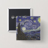 Badge Carré 5 Cm Bouton Starry Night (Devant & derrière)