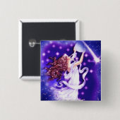 Badge Carré 5 Cm Bouton Stars Fairy (Devant & derrière)