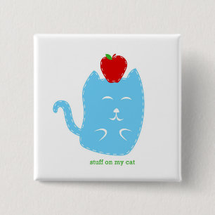 Badge Carré 5 Cm Bouton - substance sur mon chat - chat avec la