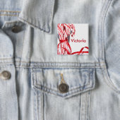 Badge Carré 5 Cm Bouton Sucre de canne de votre nom (En situation)